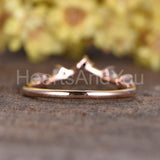 0.2ct Round Simulated Black Diamond Curved Wedding Band 14k Rose Gold Plated