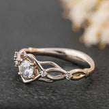 Split Open Band Solitaire with Accent Ring 1ct Round Diamond 14k White Gold Over