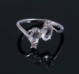 2.2ct Engagement Ring Oval Cut Diamond Bypass Art Deco 14k White Gold Finish