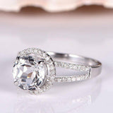 Halo Split Shank Engagement Ring 1.9ct Round Cut Diamond 14k White Gold Finish