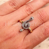 0.3ct Round Cut Moissanite Musical Note Engagement Ring 14k Yellow Gold Plated