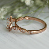 2.5ct Cushion Cut DVVS1 Diamond Vintage Halo Engagement Ring 14K Rose Gold Over