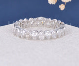 2.2ct Pear Simulated Diamond Bezel Eternity Wedding Band 14k White Gold Plated