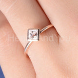 0.5ct Princess Cut Simulated Morganite Solitaire Bezel Ring 14k Rose Gold Plated
