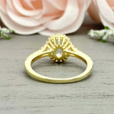 2.3ct Oval Cut Blue Aquamarine Diamond Accent Halo Ring 14k Yellow Gold Finish
