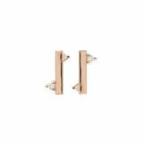 0.15ct Round Cut Diamond Vertical Bar Minimal Stud Earrings 14k Rose Gold Finish