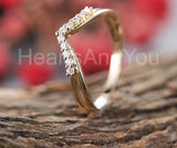 0.3ct Round Cut Moissanite Curved Stackable Wedding Band 14k Yellow Gold Plated