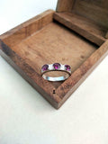 2.5ct Wedding Band Oval Cut Pink Ruby Stylish Three Stone 14k White Gold Finish