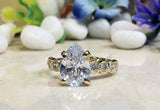 1.7ct Engagement Ring Pear Cut Diamond Accents Solitaire 14k Yellow Gold Finish