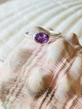 1ct Engagement Ring Oval Purple Amethyst Braided Solitaire 14k White Gold Finish