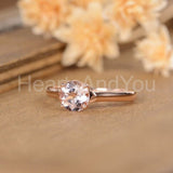 0.6ct Round Cut Simulated Peach Morganite Solitaire Ring 14k Rose Gold Plated