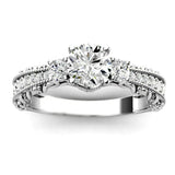 2ct Round Cut Diamond Filigree Solitaire Round Accent Ring 14k Rose Gold Finish