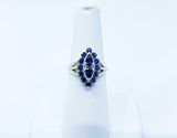 2.2ct Engagement Ring Pear Cut Blue Sapphire Art Deco 14k White Gold Finish