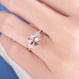 2ct Oval Cut Simulated Morganite Solitaire Round Accent Ring 14k RoseGold Plated