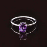 0.5ct Engagement Ring Oval Cut Purple Amethyst Minimalist 14k White Gold Finish