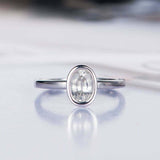 1.6ct Oval Cut Diamond Engagement Ring Bezel Set Solitaire 14k White Gold Finish