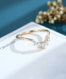 0.35ct Round Cut Moissanite Curved Women Wedding Band 14k Yellow Gold Plated
