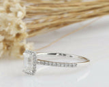 2ct Emerald Diamond Engagement Ring Halo 14k White Gold Finish with Round Accent