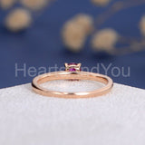 0.3ct Round Cut Simulated Ruby Solitaire Minimalist Ring 14k Rose Gold Plated