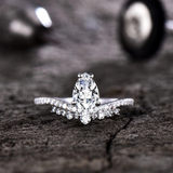 2.4ct Engagement Ring Pear Cut Diamond Unique Crown Promise 14k White Gold Over