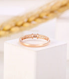 0.2ct Round Cut Moissanite Stackable Women Wedding Band 14k Rose Gold Plated