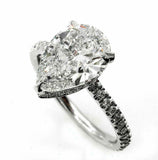 4.5ct Pear Diamond Hidden Halo Solitaire Ring 14K White Gold Over Round Accent