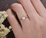 0.5ct Round Cut Moissanite Minimalist Women Engagement Ring 14k Rose Gold Plated