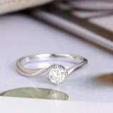 1ct Round Cut Diamond Engagement Ring Twist Swirl Solitaire 14k White Gold Over