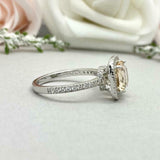 2.2ct Engagement Ring Cushion Cut Peach Morganite Halo 14k White Gold Finish