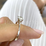 0.4ct Round Cut Moissanite Solitaire Women Engagement Ring 14k White Gold Plated