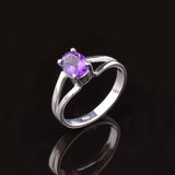 0.5ct Oval Cut Purple Amethyst Split Shank Engagement Ring 14k White Gold Finish