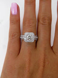 6Ct Round Cut Diamond Dual Halo Cluster Engagement Ring 14K White Gold Finish