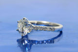 2ct Round Cut Diamond Engagement Ring Solitaire 14k White Gold Over with Accents