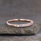 1ct Wedding Band Round Cut Peach Morganite Half Eternity 14k Rose Gold Finish