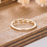 0.2ct Round Cut Moissanite Dainty Promise Wedding Band 14k Yellow Gold Plated