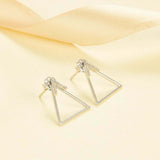 0.5ct Round Cut VVS1D Diamond Tringle Design Drop Earrings 14k White Gold Finish