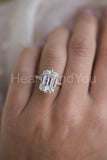 2.4ct Emerald Simulated Diamond Solitaire with Accents Ring 14k Gold Plated