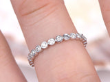 Eternity Bezel Set Wedding Ring Band 1ct Round Cut Diamond 14k White Gold Finish