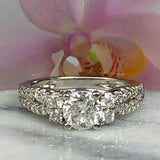 1.6ct Round Cut Diamond Engagement Ring Split Shank Petite 14k White Gold Finish