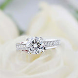 2.5ct Round Cut Diamond Milgrain Solitaire with Accents Ring 14k White Gold Over