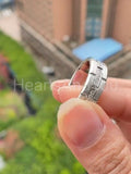 0.2ct Round Cut Moissanite Brick Design Wedding Band 14k White Gold Plated