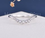 0.2ct Round Simulated Diamond Curved Dainty Pearl Wed Band 14k Rose Gold Plated