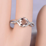 1.3ct Cushion Cut Peach Morganite Promise Engagement Ring 14k White Gold Finish