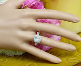 Halo Split Shank Engagement Ring 2ct Cushion Cut Diamond 14k White Gold Finish