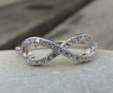 1.5ct Round Cut Diamond Engagement Ring Infinity Promise 14k White Gold Finish