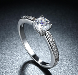 2Ct Round Cut Diamond Solitaire with Accent Engagement Ring 18K White Gold Over