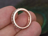 2.2ct Round Cut Diamond Wedding Band 3 Rows 3/4th Eternity 14k Rose Gold Finish