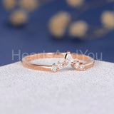 0.2ct Pear Cut Simulated Diamond Chevron Crown Wedding Band 14k Rose Gold Plated
