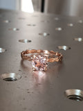 1ct Round Simulated Peach Morganite Minimalist Twist Ring 14k Rose Gold Plated