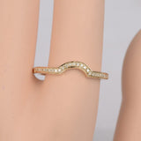 Curved Half Eternity Wedding Ring Band 1ct Round Diamond 14k Yellow Gold Finish